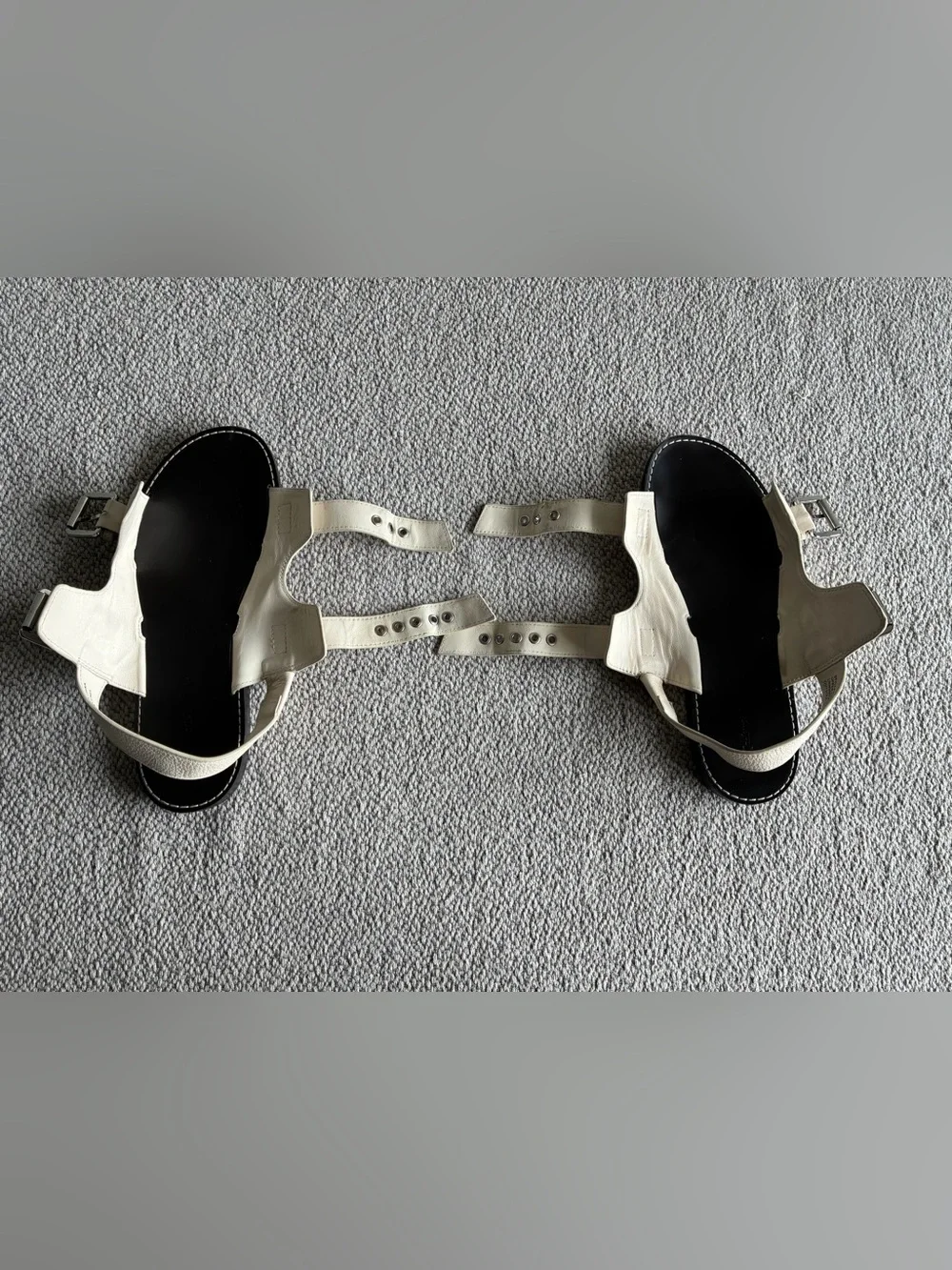 Madewell NV812 Ivory Leather Double Buckle Slingback Sandals Women's Size 7.5